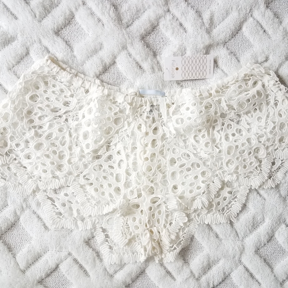 Eberjey Spearhead Sam Shorts Cover-up Crochet White S/M - Picture 7 of 13